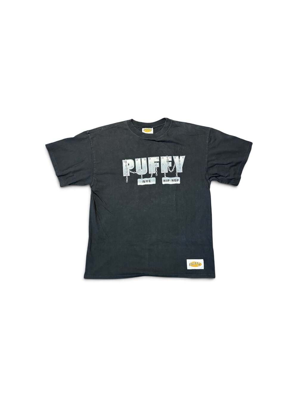 Vintage 90s Puffy NYC Hip Hop Chain Graphic T-Shirt Black Size Big Made in USA